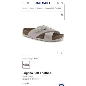 NWOB $150 Mens Size 11/11.5 White Suede Birkenstocks Size 44 Lugano Soft Footbed